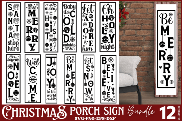 Christmas Porch Sign SVG Bundle for Crafters