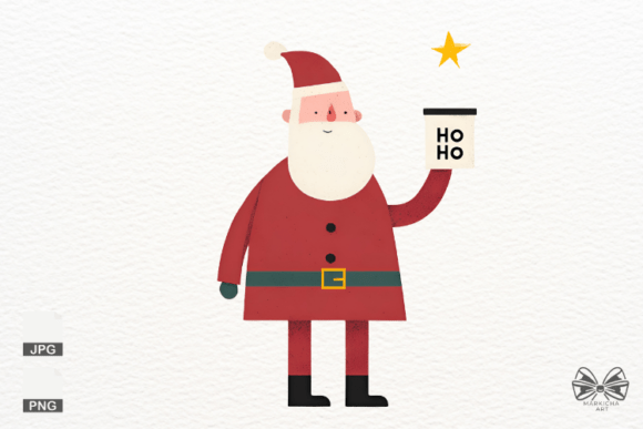 Hoho Santa Drink Coffee PNG: Festive Clipart for Creative Projects