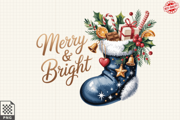 Maximizing Holiday Production with High-Resolution Stocking with Gifts Clipart and PNG Assets