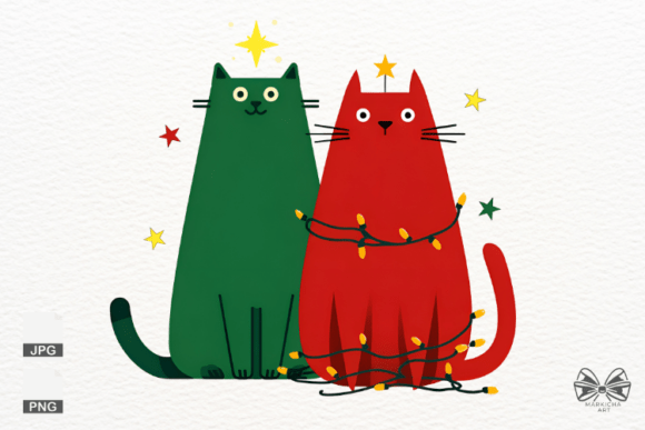 Unleash Holiday Cheer: The Versatility of Christmas Quirky Two Cats PNG Clipart